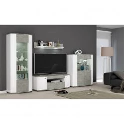 Fredriks Vitrine Karlsburg II - Blanc / Imitation béton -Meubles de salle à manger Soldes Magasin 1000135244 181018 10513236 MOOD GALLERYIMAGES P000000001000135244 mood