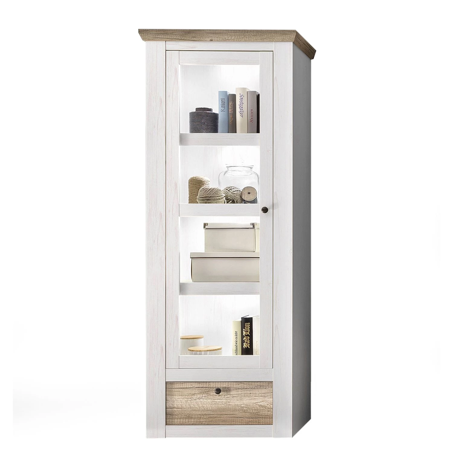 Fredriks Vitrine Lorida I - Imitation pin blanc / Imitation chêne 1 Fredriks Vitrine Lorida I - Imitation pin blanc / Imitation chêne