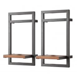 Ars manufacti Étagères murales Manchester (3 éléments) - Acacia massif / Métal - Acacia / Anthracite -Meubles de salle à manger Soldes Magasin 1000135859 190516 13360300005 GALLERYIMAGES P000000001000135859