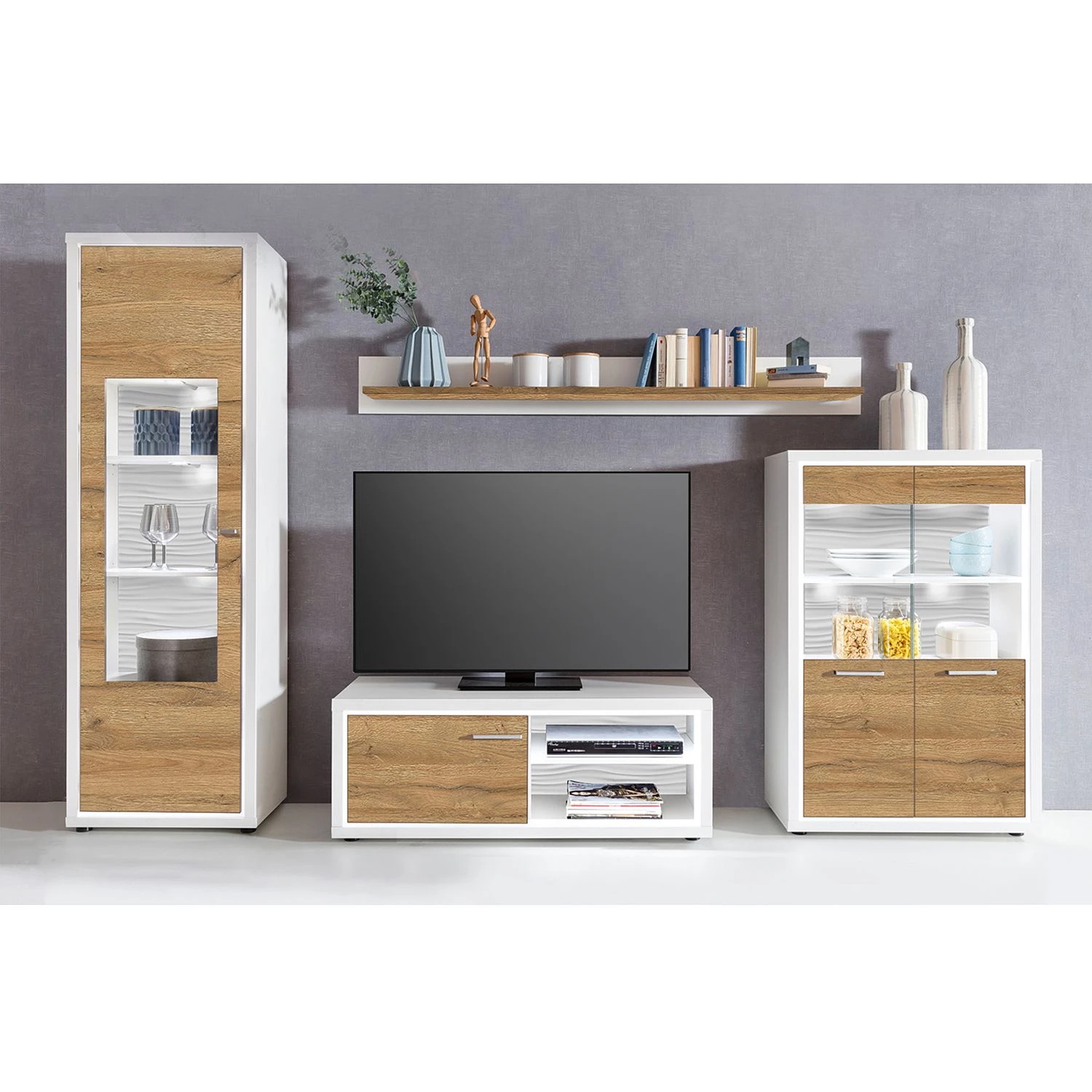 Loftscape Vitrine Hagby II - Imitation chêne / Blanc 2 Loftscape Vitrine Hagby II - Imitation chêne / Blanc – Image 2