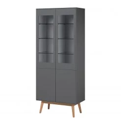 Mørteens Armoire vitrine Lindholm - Partiellement en chêne massif - Gris