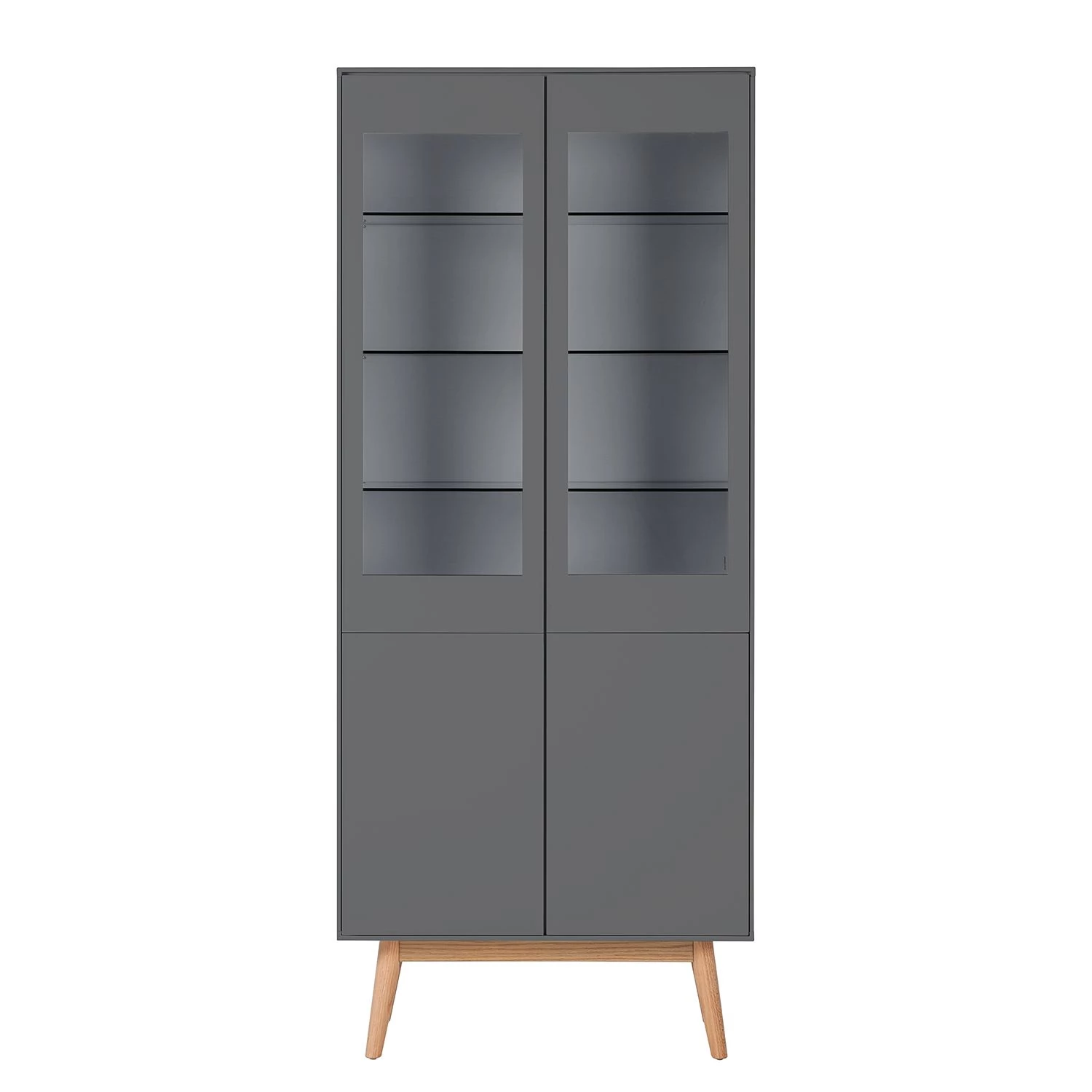 Mørteens Armoire vitrine Lindholm - Partiellement en chêne massif - Gris 3 Mørteens Armoire vitrine Lindholm - Partiellement en chêne massif - Gris – Image 3