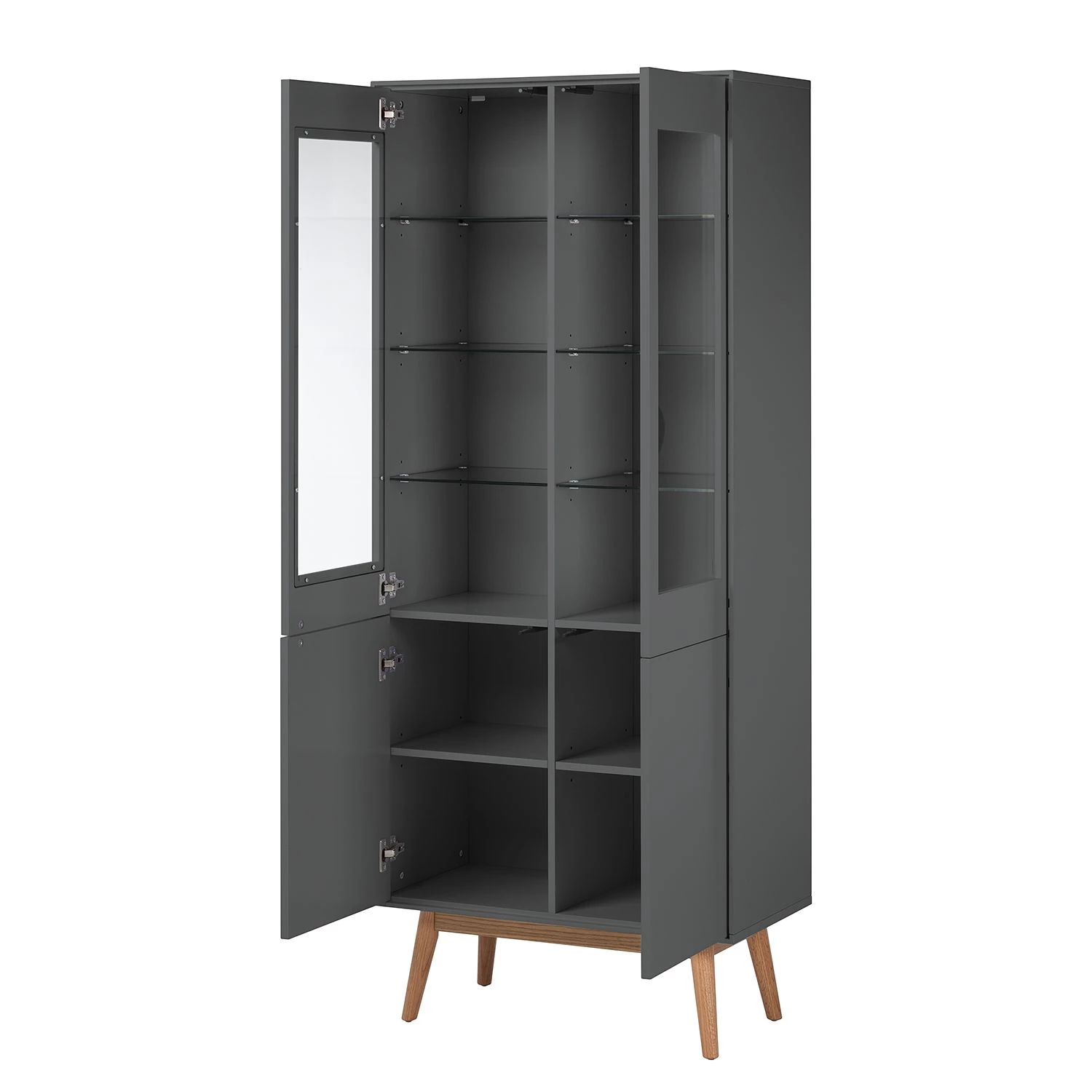 Mørteens Armoire vitrine Lindholm - Partiellement en chêne massif - Gris 5 Mørteens Armoire vitrine Lindholm - Partiellement en chêne massif - Gris – Image 5