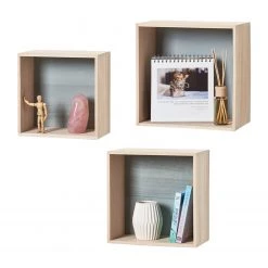 Zeller Étagère Kafertal (3 éléments) - Paulownia massif - Paulownia / Gris -Meubles de salle à manger Soldes Magasin 1000150047 181212 10261900093 GALLERYIMAGES P000000001000150047