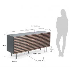 Norrwood Enfilade Kipra - Noyer contreplaqué - Graphite -Meubles de salle à manger Soldes Magasin 1000150226 181214 16440300080 GALLERYIMAGES P000000001000150226