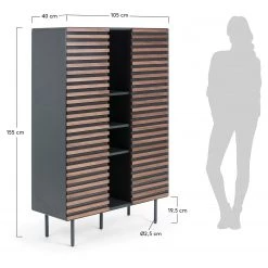 Norrwood Buffet haut Kipra - Noyer contreplaqué - Graphite -Meubles de salle à manger Soldes Magasin 1000150233 181214 16440300089 GALLERYIMAGES P000000001000150233