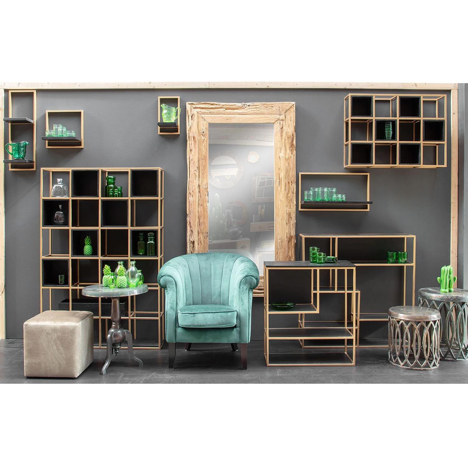 Jack & Alice Étagère Harbin IV - Acacia massif - Acacia noir / Doré - Largeur : 20 cm 3 Jack & Alice Étagère Harbin IV - Acacia massif - Acacia noir / Doré - Largeur : 20 cm – Image 3