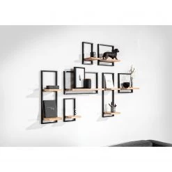 Red Living Étagère Mello III - Acacia massif - Acacia naturel / Noir - Largeur : 35 cm -Meubles de salle à manger Soldes Magasin 1000150353 200302 15283300012 MOOD DETAILS P000000001000150353 mood