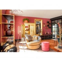 Jack & Alice Étagère Harbin V - Acacia massif - Acacia noir / Doré - Largeur : 45 cm -Meubles de salle à manger Soldes Magasin 1000150362 190115 12100200021 GALLERYIMAGES P000000001000150362