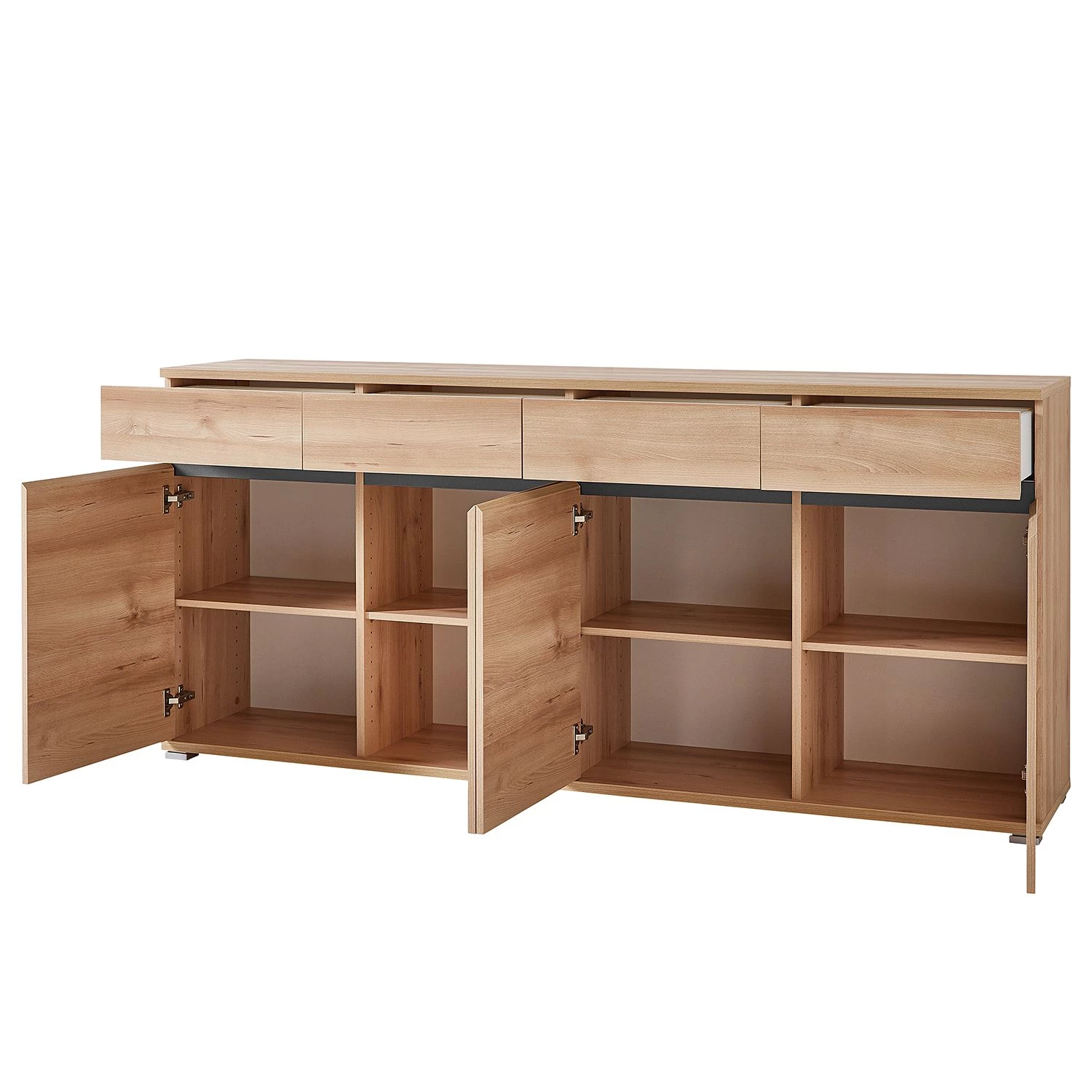 Germania Grand buffet Lissabon - Imitation hêtre / Anthracite - Largeur : 192 cm 2 Germania Grand buffet Lissabon - Imitation hêtre / Anthracite - Largeur : 192 cm – Image 2