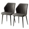 Ars manufacti Chaises Watson (lot de 2) - Imitation cuir / Acier - Noir - Gris vintage