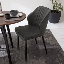 Ars manufacti Chaises Watson (lot de 2) - Imitation cuir / Acier - Noir - Gris vintage -Meubles de salle à manger Soldes Magasin 1000151924 190905 09335800031 MOOD DETAILS P000000001000151924 mood