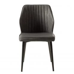 Ars manufacti Chaises Watson (lot de 2) - Imitation cuir / Acier - Noir - Gris vintage -Meubles de salle à manger Soldes Magasin 1000151924 190905 09335800032 DETAILS P000000001000151924