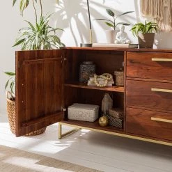 Jack & Alice Buffet Loga - Acacia massif / Fer - Acacia brun -Meubles de salle à manger Soldes Magasin 1000153425 190925 06220300015 DETAILS P000000001000153425