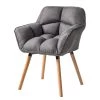 Mørteens Chaise à accoudoirs Lontras - Tissu / Chêne massif - Gris / Chêne