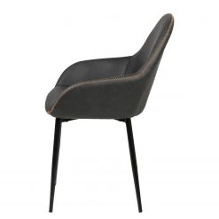 Ars manufacti Chaises à accoudoirs Kia (lot de 2) - Imitation cuir / Métal - Gris foncé / Noir -Meubles de salle à manger Soldes Magasin 1000163190 190315 15245400043 GALLERYIMAGES P000000001000163190