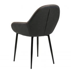 Ars manufacti Chaises à accoudoirs Kia (lot de 2) - Imitation cuir / Métal - Gris foncé / Noir -Meubles de salle à manger Soldes Magasin 1000163190 190315 15245400044 GALLERYIMAGES P000000001000163190