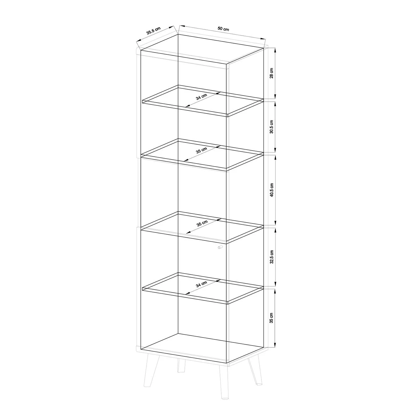 Norrwood Vitrine colonne Gyland - Blanc matt / Imitation chêne Riviera 8 Norrwood Vitrine colonne Gyland - Blanc matt / Imitation chêne Riviera – Image 8