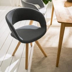 Mørteens Chaise à accoudoirs Buggio - Tissu / Hévéa massif - Tissu Cors: Gris foncé - 1 chaise -Meubles de salle à manger Soldes Magasin 1000164524 210208 08242400021 MOOD DETAILS P000000001000164524 mood