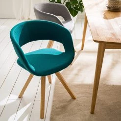 Mørteens Chaise à accoudoirs Buggio - Tissu / Hévéa massif - Tissu Cors: Pétrole - 1 chaise -Meubles de salle à manger Soldes Magasin 1000164525 210208 08242400027 MOOD DETAILS P000000001000164525 mood