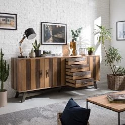 Ars manufacti Buffet Tamati II - Pin massif / Fer - Pin / Noir -Meubles de salle à manger Soldes Magasin 1000166787 200117 06085800004 MOOD DETAILS P000000001000166787 mood