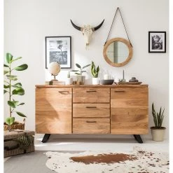 Ars Natura Buffet Vardo - Acacia massif / Métal - Acacia / Noir -Meubles de salle à manger Soldes Magasin 1000166791 191030 08503100002 MOOD DETAILS P000000001000166791 mood