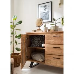 Ars Natura Buffet Vardo - Acacia massif / Métal - Acacia / Noir -Meubles de salle à manger Soldes Magasin 1000166791 191030 08503100006 MOOD DETAILS P000000001000166791 mood