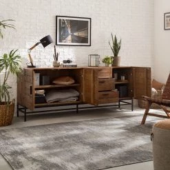 Ars manufacti Buffet Grasby II - Pin recyclé / Métal - Pin foncé / Noir -Meubles de salle à manger Soldes Magasin 1000168548 191126 17373400006 MOOD DETAILS P000000001000168548 mood