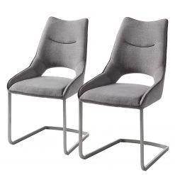 Fredriks Chaises cantilever Nidri (lot de 2) - Tissage à plat / Acier inoxydable - Gris clair