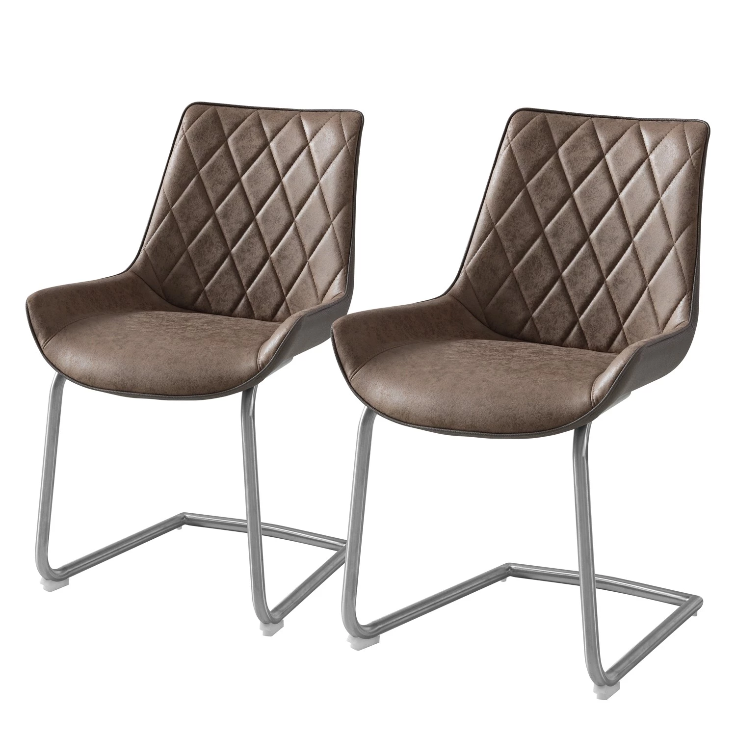 Fredriks Chaises cantilever Saval III (lot de 2) - Imitation cuir / Acier inoxydable - Marron vintage 1 Fredriks Chaises cantilever Saval III (lot de 2) - Imitation cuir / Acier inoxydable - Marron vintage