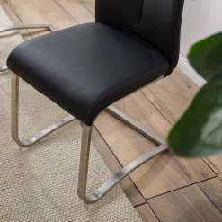 Fredriks Chaises cantilever Ratos (lot de 2) - Imitation cuir / Acier inoxydable - Noir -Meubles de salle à manger Soldes Magasin 1000169678 220819 040 DETAILS P000000001000169678