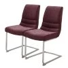 Loftscape Chaises cantilever Agestina (lot de 2) - Tissu / Acier inoxydable - Bordeaux