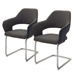 Loftscape Chaises cantilever Savega (lot de 2) - Tissu / Acier inoxydable - Gris foncé