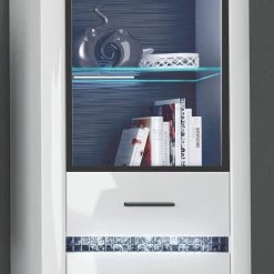 Loftscape Vitrine Charnocks I - Blanc brillant / Noir -Meubles de salle à manger Soldes Magasin 1000171301 190424 07575300003 GALLERYIMAGES P000000001000171301