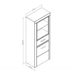 Loftscape Vitrine Charnocks I - Blanc brillant / Noir -Meubles de salle à manger Soldes Magasin 1000171301 190424 07575300005 GALLERYIMAGES P000000001000171301