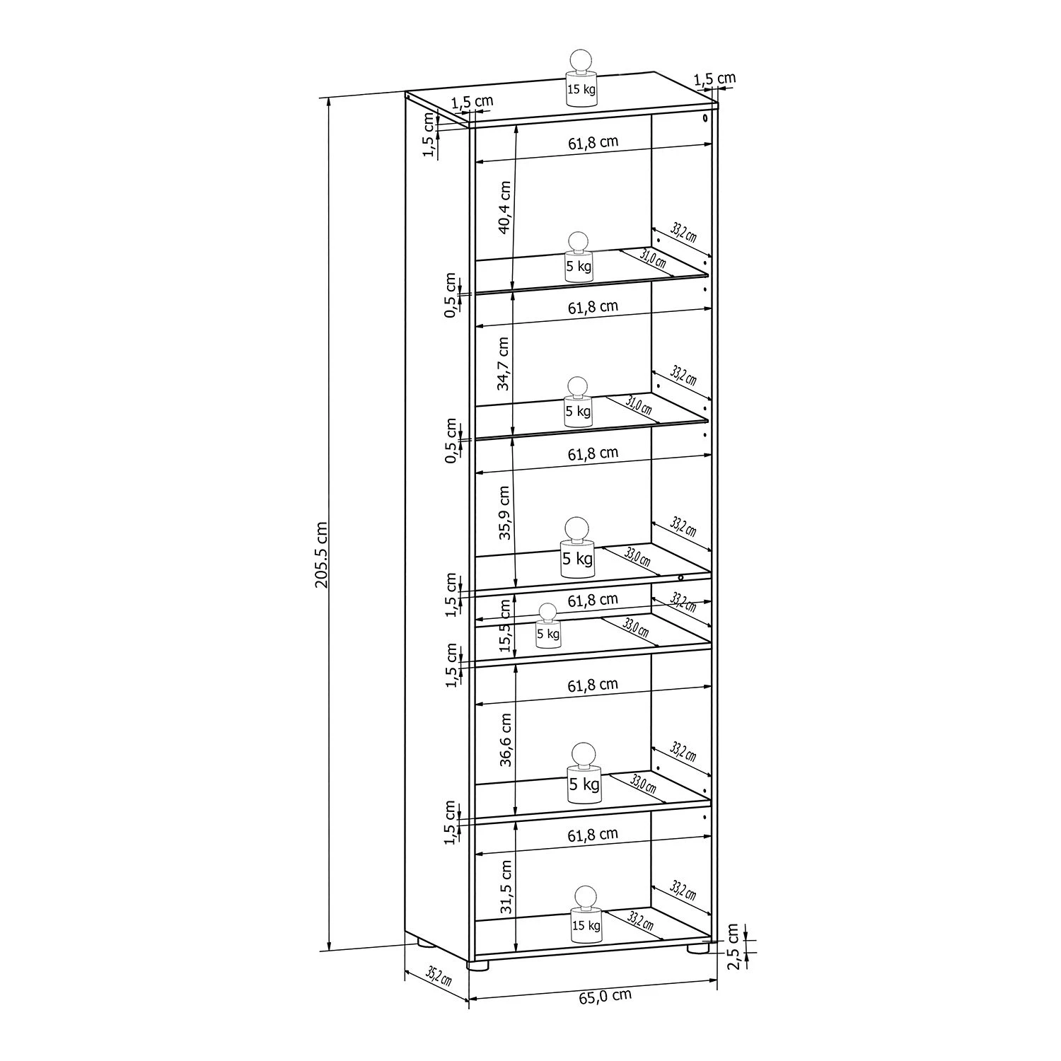 Loftscape Vitrine Charnocks II - Blanc brillant / Noir 3 Loftscape Vitrine Charnocks II - Blanc brillant / Noir – Image 3