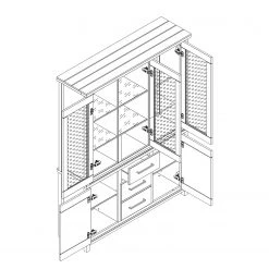 Ridgevalley Vaisselier Touros - Pin massif - Pin blanc / Gris -Meubles de salle à manger Soldes Magasin 1000171357 190424 07580500295 GALLERYIMAGES P000000001000171357