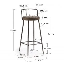 Red Living Chaise de bar Hegne (lot de 2) - Imitation cuir / Acier - Marron vintage / Anthracite -Meubles de salle à manger Soldes Magasin 1000172201 190503 12120300032 GALLERYIMAGES P000000001000172201