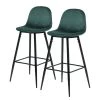 Jack & Alice Chaise de bar Sendo (lot de 2) - Velours/ Métal - Turquoise / Noir