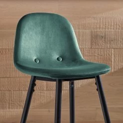 Jack & Alice Chaise de bar Sendo (lot de 2) - Velours/ Métal - Turquoise / Noir 11 Jack & Alice Chaise de bar Sendo (lot de 2) - Velours/ Métal - Turquoise / Noir -Meubles de salle à manger Soldes Magasin 1000172233 220315 035 DETAILS P000000001000172233