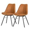 Tenzo Chaises Gina VII (lot de 2) - Imitation cuir / Métal - Cognac vintage / Noir