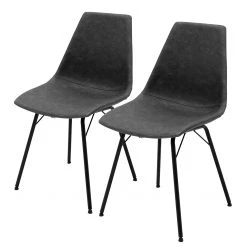 Tenzo Chaises capitonnées Alice (lot de 2) - Tissu / Métal - Chrome - Anthracite