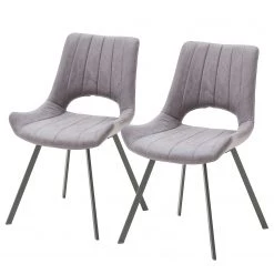Loftscape Chaises Gingin (lot de 2) - Microfibre / Métal - Anthracite / Chrome - Gris clair