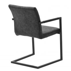 Ars manufacti Chaise à accoudoirs Finga I - Imitation cuir / Acier - Noir mat - Cuir synthétique Kasai: Gris - Noir -Meubles de salle à manger Soldes Magasin 1000176441 190704 15303100031 DETAILS P000000001000176441