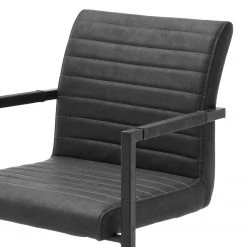 Ars manufacti Chaise à accoudoirs Finga I - Imitation cuir / Acier - Noir mat - Cuir synthétique Kasai: Gris - Noir -Meubles de salle à manger Soldes Magasin 1000176441 190704 15303100032 DETAILS P000000001000176441
