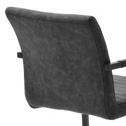 Ars manufacti Chaise à accoudoirs Finga I - Imitation cuir / Acier - Noir mat - Cuir synthétique Kasai: Gris - Noir -Meubles de salle à manger Soldes Magasin 1000176441 190704 15303100033 DETAILS P000000001000176441