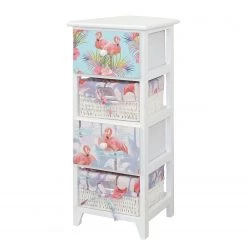 Ridgevalley Commode Razlog - Partiellement en paulownia massif - Blanc / Multicolore - Hauteur : 74 cm