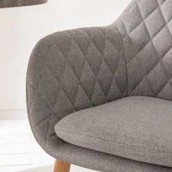 Mørteens Chaise à accoudoirs Amalis - Tissu / Chêne massif - Gris / Chêne -Meubles de salle à manger Soldes Magasin 1000176578 200212 11371700009 DETAILS P000000001000176578