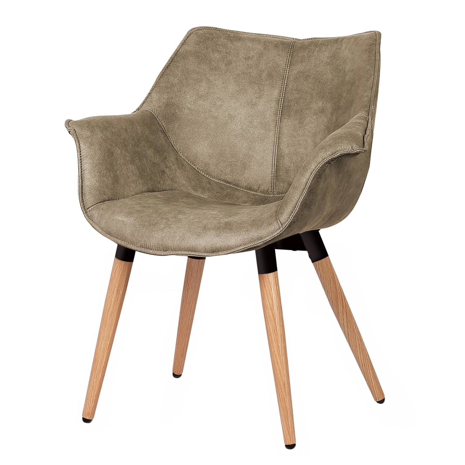 Ars manufacti Chaise à accoudoirs Kantii I - Microfibre / Chêne massif - Gris silex vintage - 1 chaise 1 Ars manufacti Chaise à accoudoirs Kantii I - Microfibre / Chêne massif - Gris silex vintage - 1 chaise