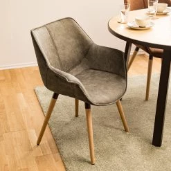 Ars manufacti Chaise à accoudoirs Kantii I - Microfibre / Chêne massif - Gris silex vintage - 1 chaise 11 Ars manufacti Chaise à accoudoirs Kantii I - Microfibre / Chêne massif - Gris silex vintage - 1 chaise -Meubles de salle à manger Soldes Magasin 1000176705 200302 11493700004 MOOD DETAILS P000000001000176705 mood